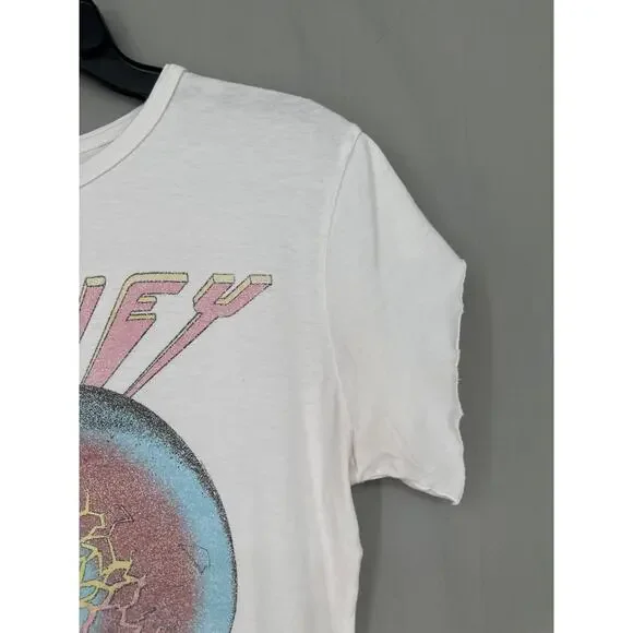 Journey Shirt Womens XS White Graphic Tee Band Music Colorful 80s Houston - Picture 4 of 8